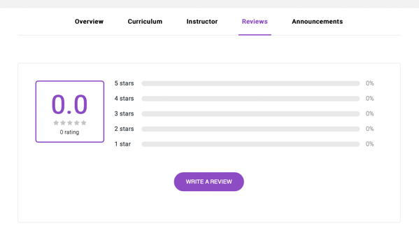 Course options for a logged in student, with Reviews tab selected.